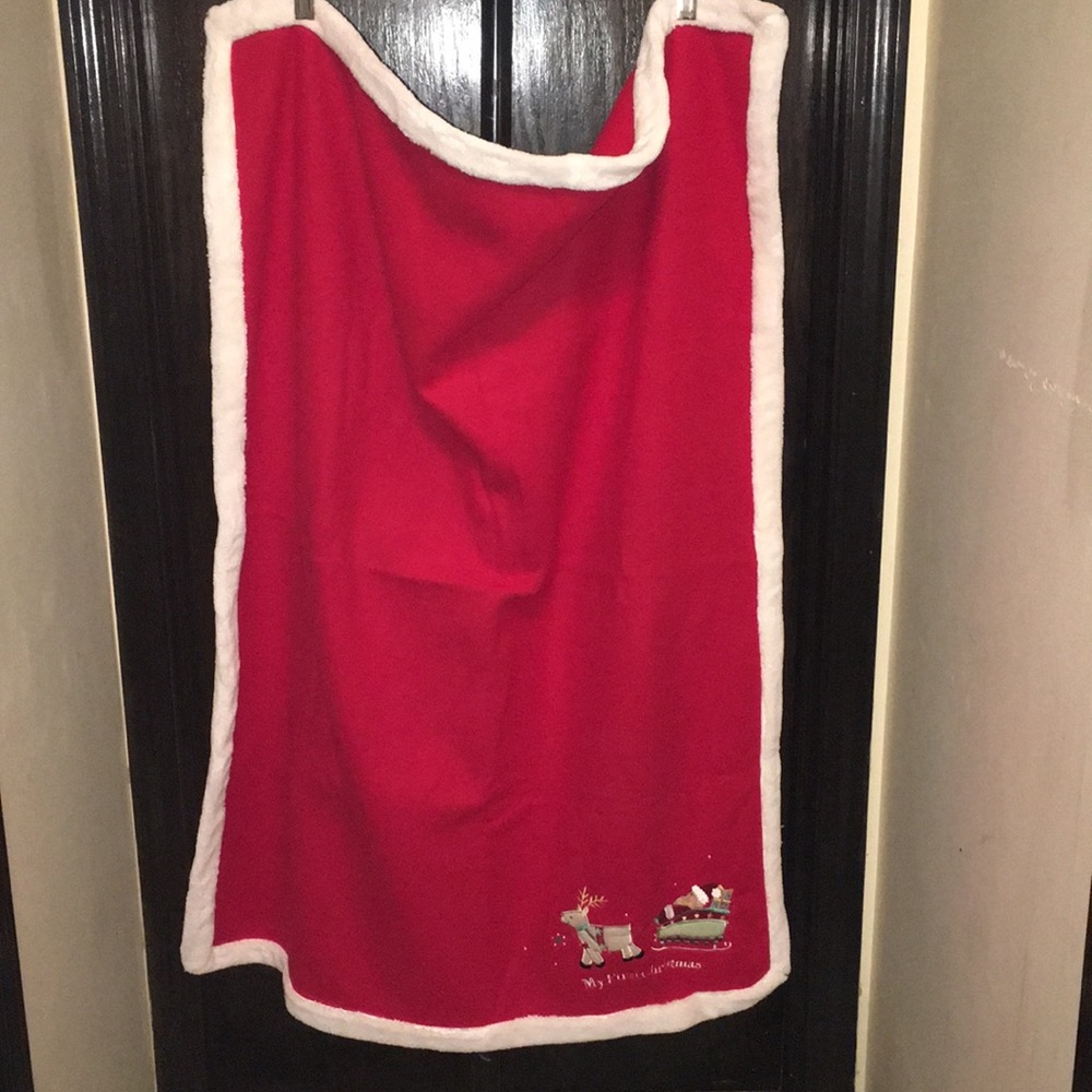 “My First Christmas” embroidered fleece blanket